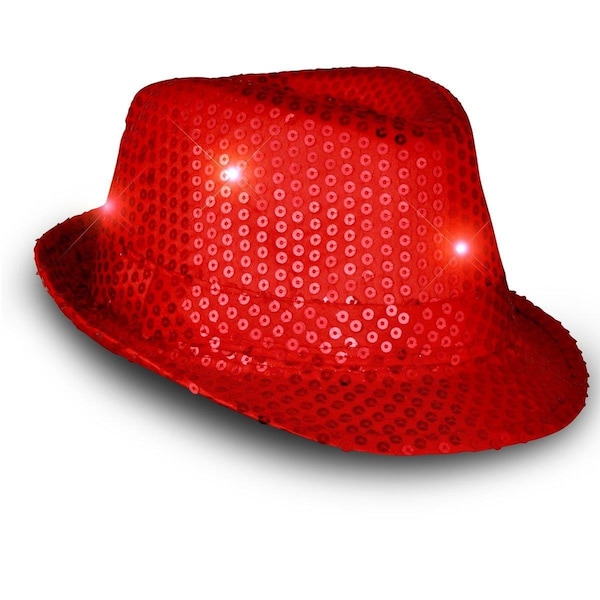 Endless Games Light Up LED Flashing Fedora Hat with Sequins, Red EN3330054 - main